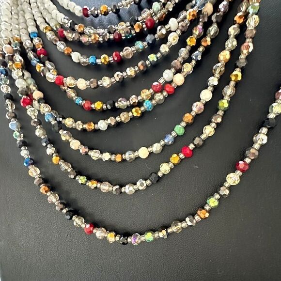 NAKAMOL Signed Multi-strand Faceted Glass Bead Colorful Pearlescent Aurora Borea - Picture 4 of 7